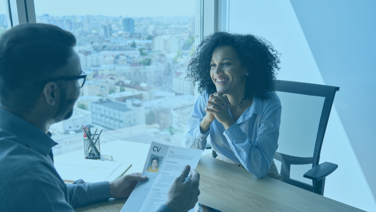 man interviewing a woman